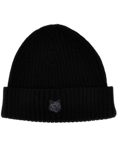 Maison Kitsuné Fox Head Hats Black