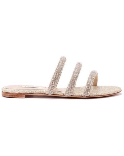 Casadei Hollywood Glittered Slip-on Sandals - White