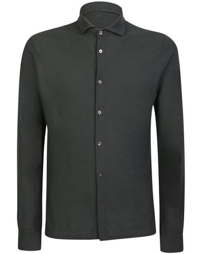 Zanone Buttoned Long-sleeved Shirt - Black