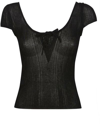 Pinko Fringe-detailed Cut-out Detailed Knitted Top - Black