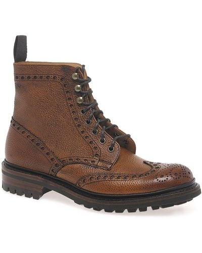 Cheaney Tweed Formal Lace Up Boots - Brown