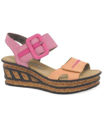 Rieker Gift Wedge Heel Sandals - Pink