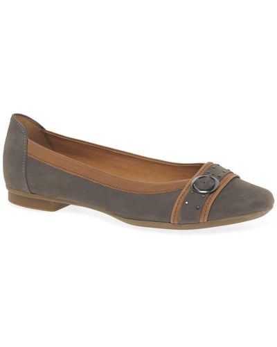 Gabor Michelle Casual Stud Buckle Pumps - Brown