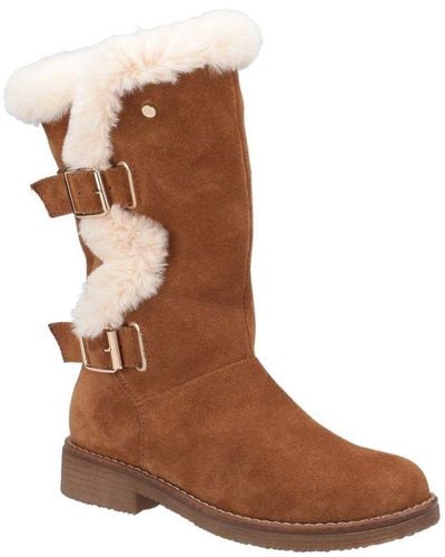 Hush Puppies Megan Wide Fit Calf Boots Size: 3, - Brown