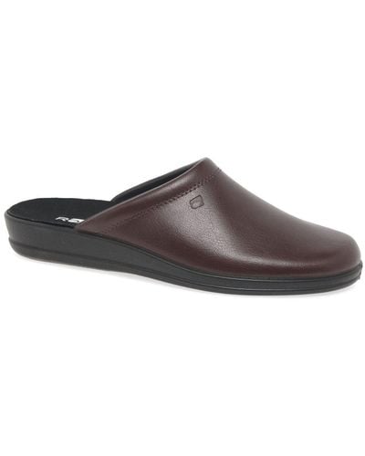 Rohde Mule Leather Slip On Slippers - Brown