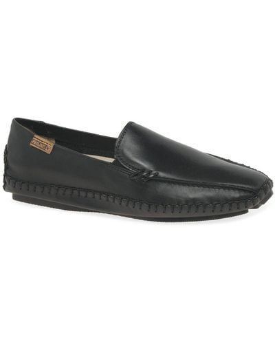 Pikolinos Slide Slip On Leather Shoes - Black