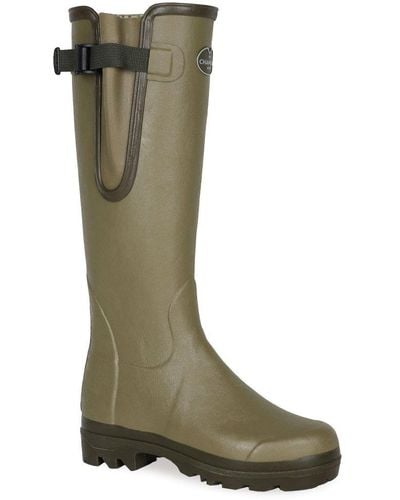 Le Chameau Vierzon Jersey Lined Wellies Rain Boots - Vert Vierzon - Green