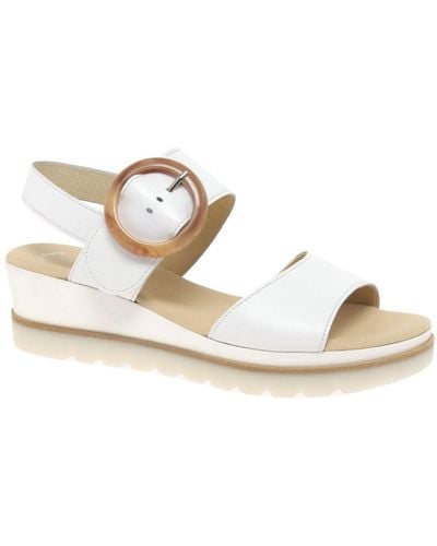 Gabor Yeo Wedge Mid Heel Sandals - White