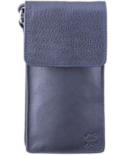 Lakeland Leather Bowness Leather Crossbody Phone Pouch - Blue