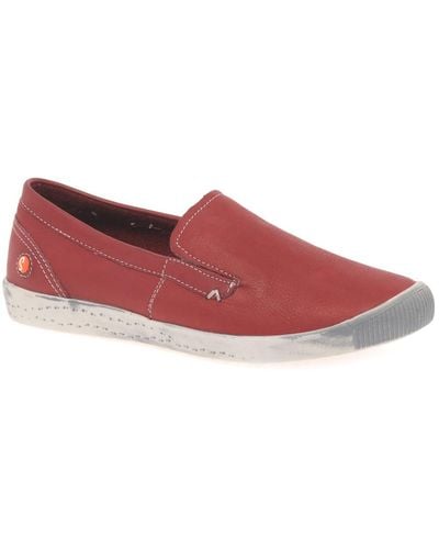 Softinos Ita Womens Casual Slip On Shoes - Red