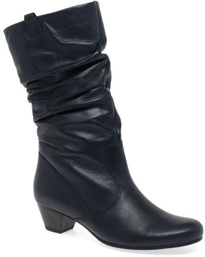 Gabor Rachel Leather Wide Fitting Boots - Blue