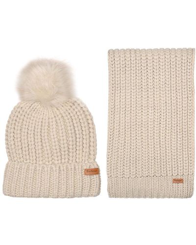Barbour Saltburn Beanie And Scarf Set Size: One Size - Natural