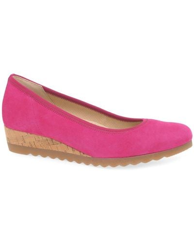 Gabor Epworth Low Wedge Heel Shoes - Pink