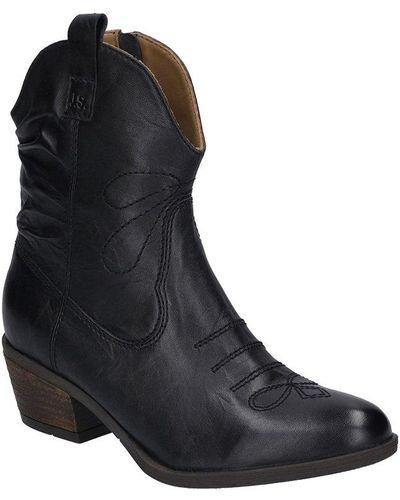 Josef Seibel Daphne 49 Western Style Cowboy Ankle Boots - Black