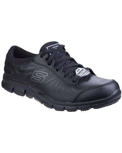 Skechers Eldred Slip Resistant Work Shoes - Black
