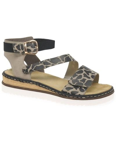Rieker Giraffe Low Wedge Heel Sandals - Multicolour