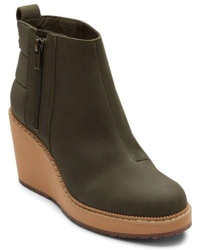 TOMS Raven Ankle Wedge Boots - Green