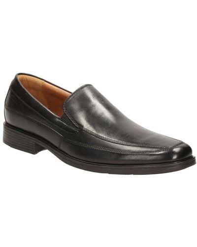 Clarks Tilden Free Wide Leather Loafers - Black