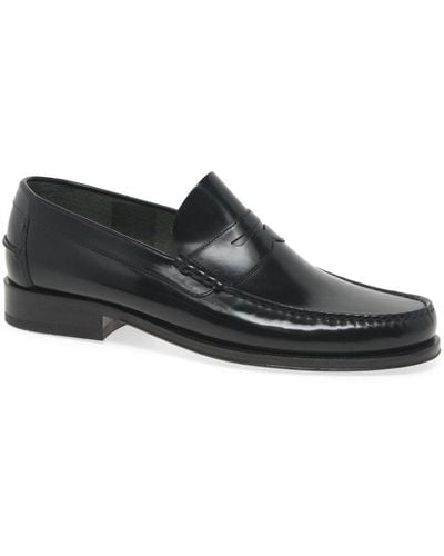 Loake Princeton Leather Moccasin Shoes - Black