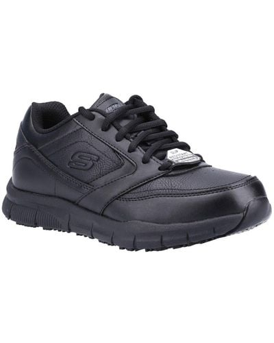 Skechers Work Relaxed Fit Nampa W Sr Shoes Size: 4, - Black