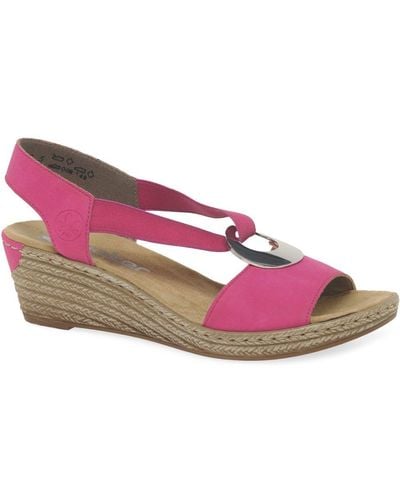 Rieker Alula Wedge Heel Sandals - Pink