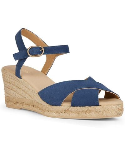 Geox D Gelsa Low C Wedge Sandals - Blue