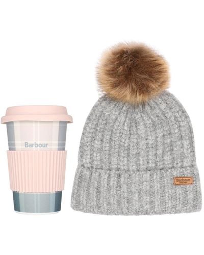 Barbour Travel Mug & Beanie Hat 's Gift Set - Brown