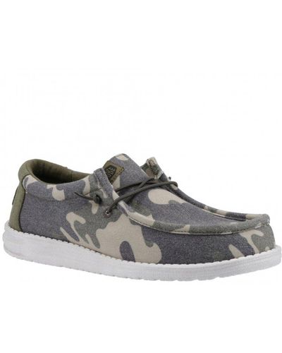Hey Dude Wally Washed Camo Shoes Size: 7 - Grey