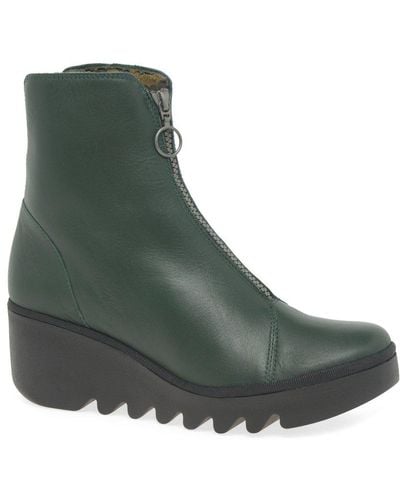 Fly London Boce Wedge Heel Ankle Boots - Green