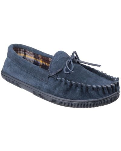 Cotswold Alberta Moccasin Slippers - Blue