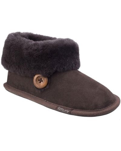 Cotswold Wotton Bootie Slippers - Brown