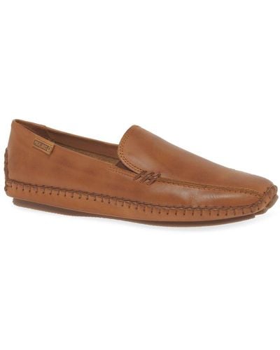 Pikolinos Slide Slip On Leather Shoes - Brown