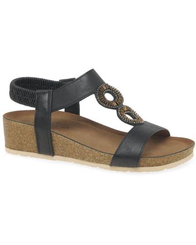 Lunar Barwell Low Wedge Sandals - Black