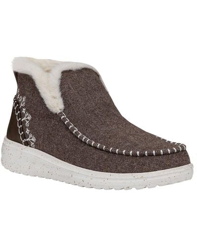 Hey Dude Denny Wool Faux Shearling Ankle Boots - Brown