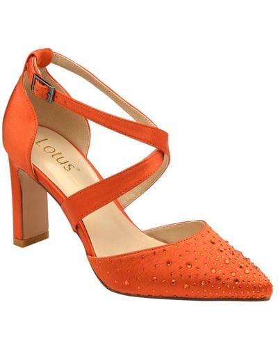 Lotus Leona Strappy Court Shoes - Orange