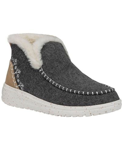 Hey Dude Denny Wool Faux Shearling Ankle Boots - Black
