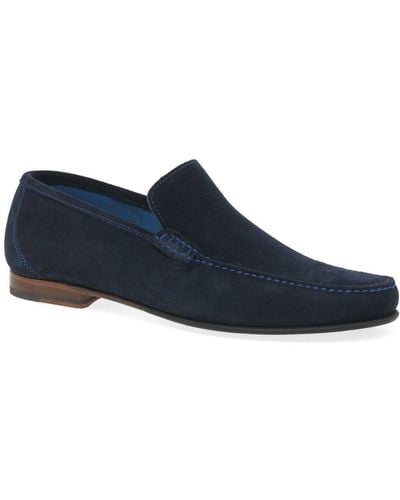 Loake Nicholson Suede Moccasin Shoes - Blue