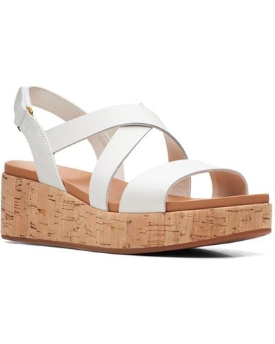 Clarks Kimmei Cork Wedge Sandals - White