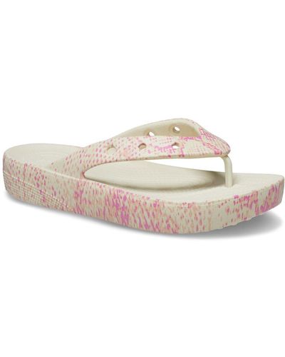 Crocs™ Classic Platform Snake Flip Flops - Pink