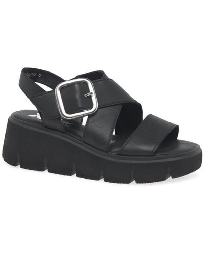 Rieker Watt Wedge Heel Sandals - Black