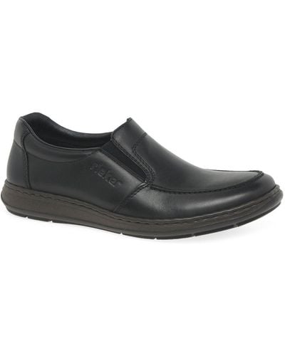 Rieker Fulham Casual Rich Tan Leather Slip On Shoes - Black