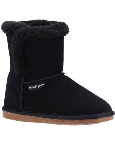 Hush Puppies Ashleigh Slipper Boots Size: 4, - Black