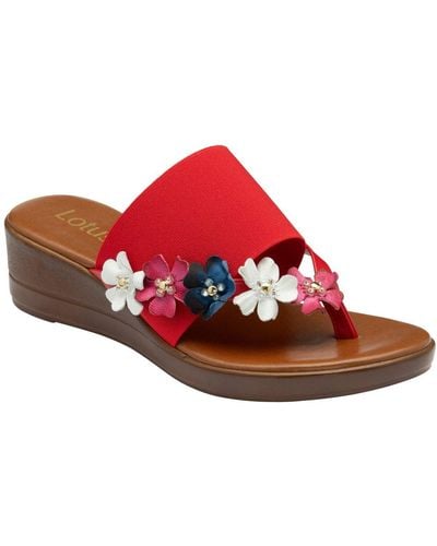 Lotus Carlotta Toe Post Sandals - Red