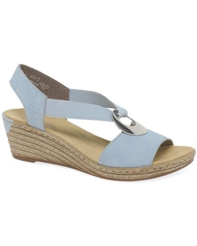 Rieker Alula Wedge Heel Sandals - Blue