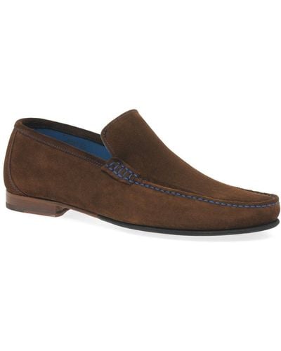 Loake Nicholson Suede Moccasin Shoes - Brown