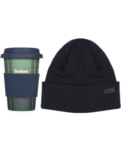 Barbour Travel Mug & Beanie Hat 's Gift Set - Blue