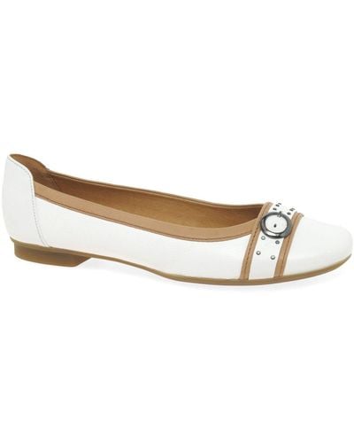 Gabor Michelle Casual Stud Buckle Court Shoes - White