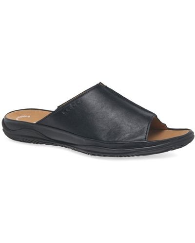 Gabor Idol Leather Wide Fit Mules - Black