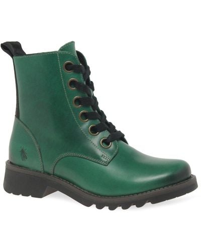 Fly London Ragi Military Style Boots - Green