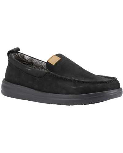 Hey Dude Wally Grip Moc Craft Leather Shoes - Black